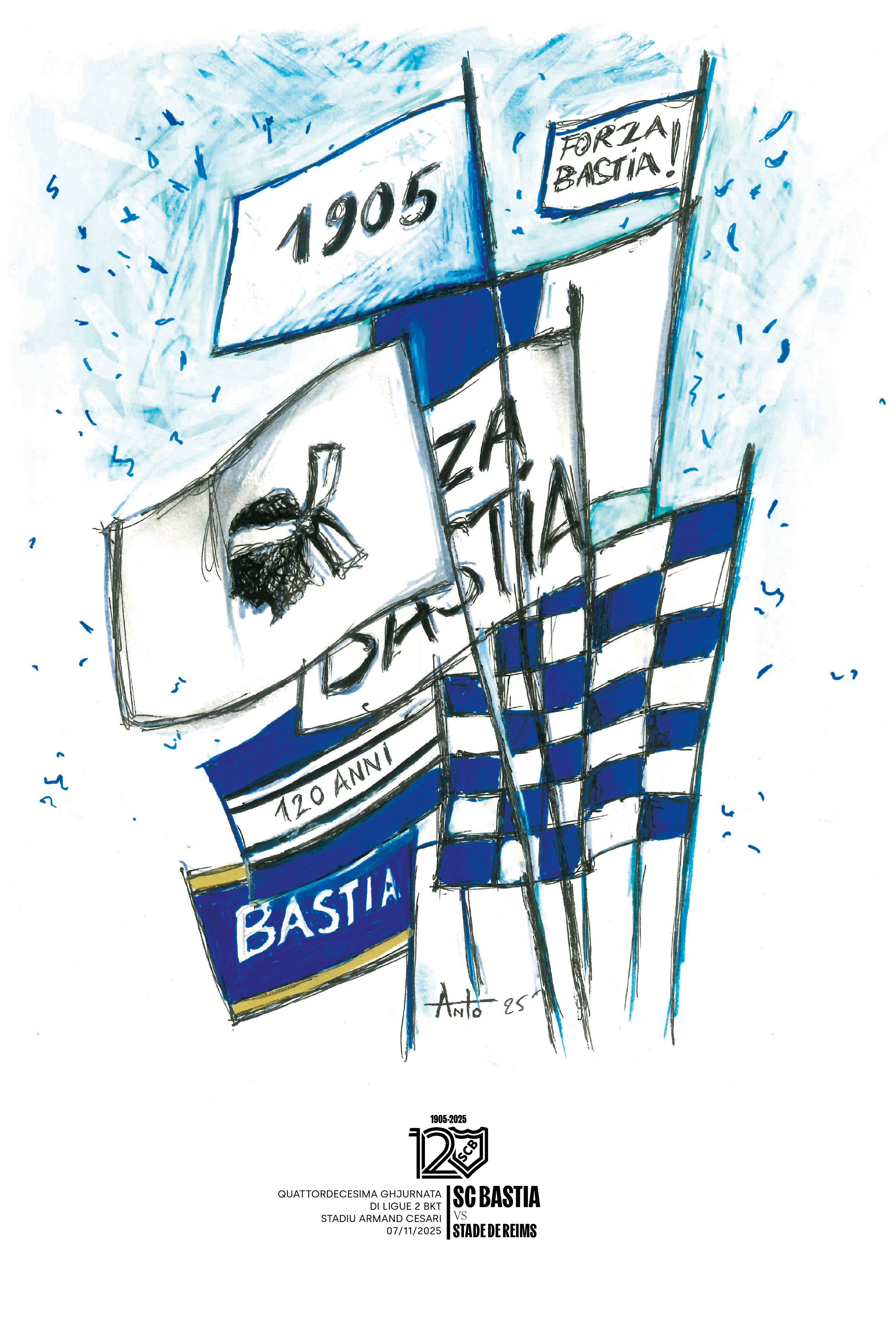 Affiche Match SC Bastia / Stade de Reims - 7 Novembre 2025